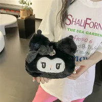 Kawaii Sanrio Plush Kuromi Melody Make Up Cosmetic Bag Cartoon Large Capacity Storage Bags Portable Handbag Girl Gifts 3