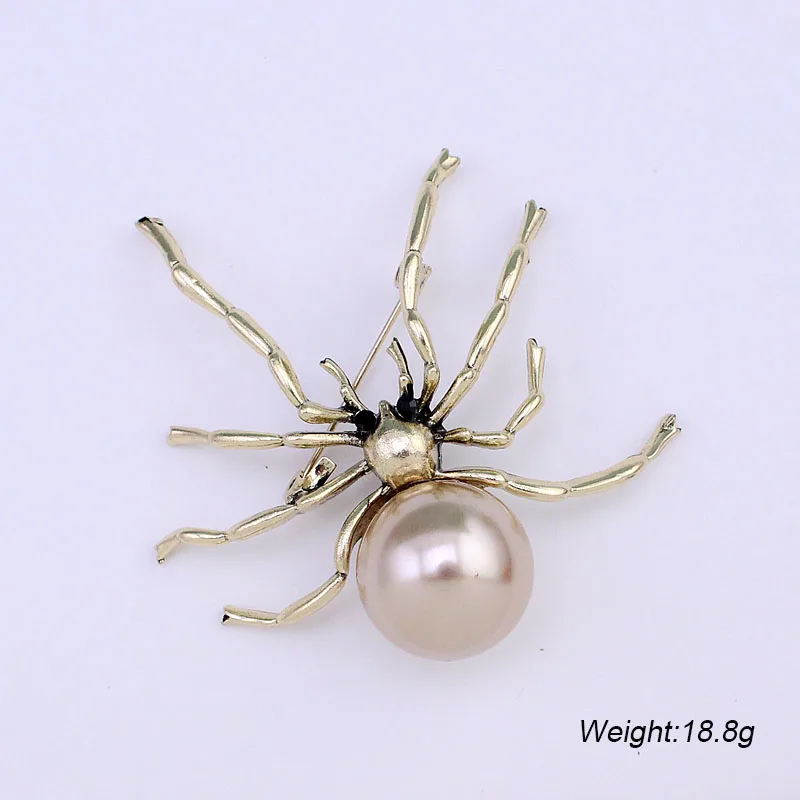 Antique Pearl Spider Brooch of 10k Gold 