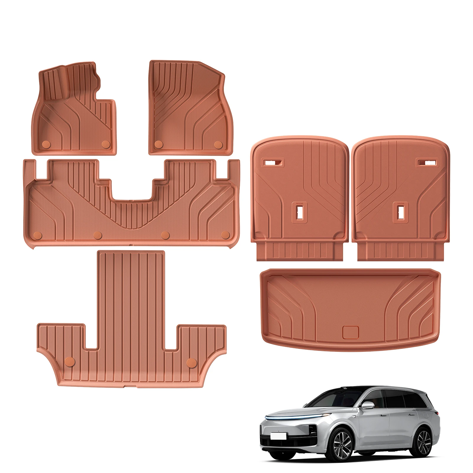 

for Lixiang Li L9 TPE 3D Car Floor Mats Trunk Pad Foot Mat Odorless Tray Waterproof Accessories Orange Color