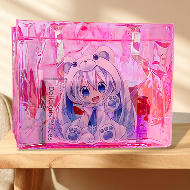 Transparent Tote Bags For Student Beauty Transparent Tote Bags For Girls Large Capacity with Handles Portable Shopping Handbag