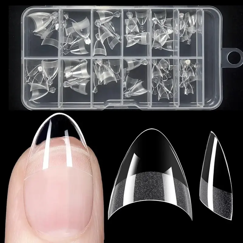 Fake Nails False Nails Nail Tips False Nail Tips 120pcs Half Cover Almond Fake Nails Half Matte Pre Acrylic Nails Extra Short Almond Shape Gel Nail Tips 12 Sizes