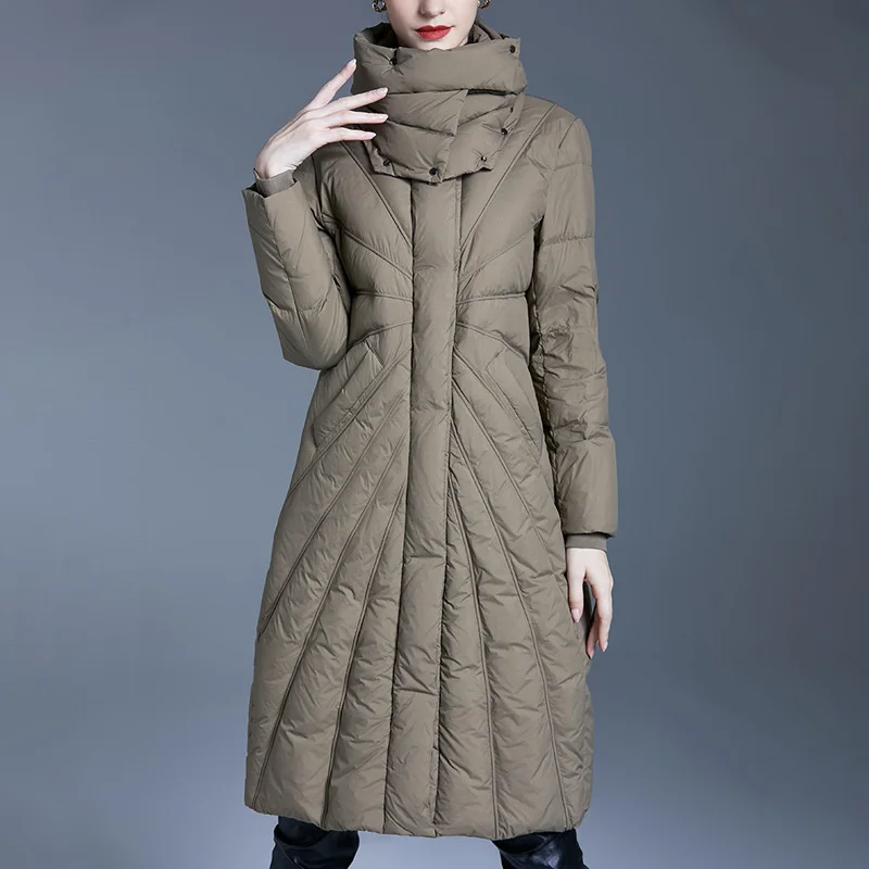 

Women's midi pattern down jacket 2023 new arrival winter loose skinny women's down coat thickened warm down jacket G08