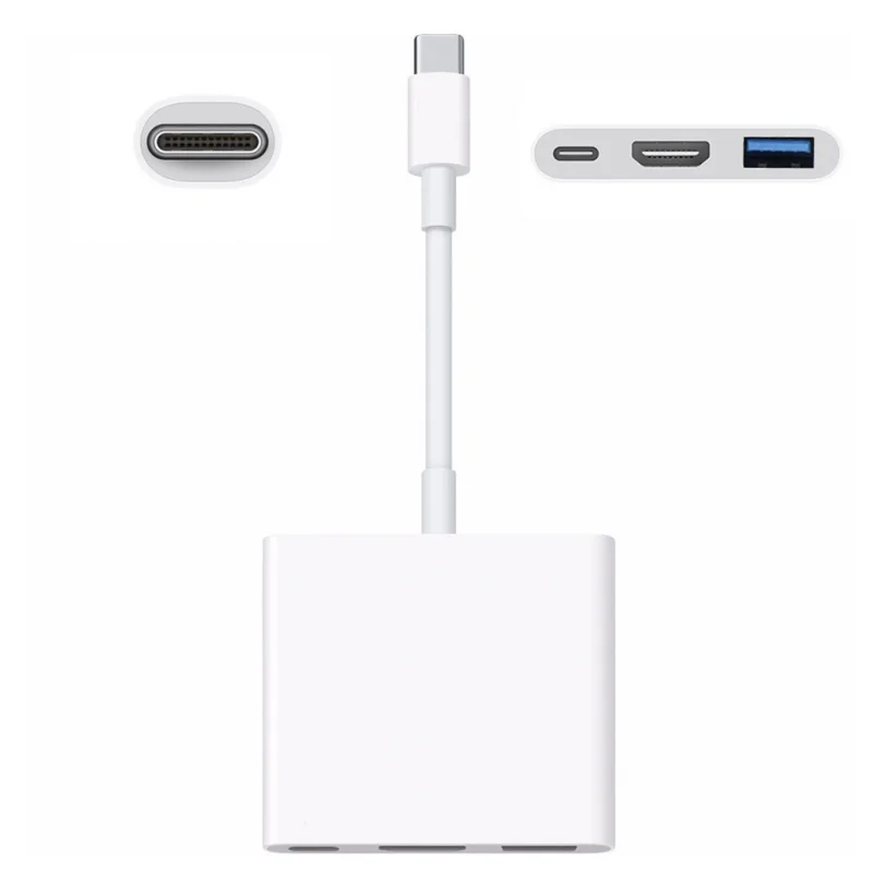 3 in 1 USB-C Multiport Adapter for Apple MacBook pro USB-C Digital AV Multiport HDMI-Compatible USB 3.1 Type-C Male Connector