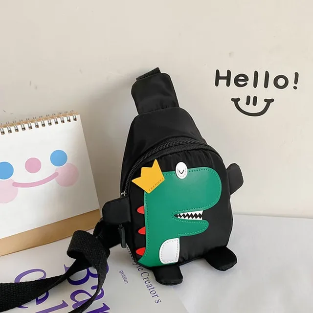 Kids Waist Bags Cartoon Dinosaur Print Outdoor Travel High Capacity Crossbody Zipper Bag Girl Boy Gift Children Chest Pouch Pack C black