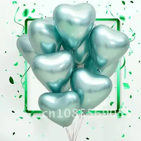 

10 pieces of 12 inch New Heart Metal Pearl Latex Balloons Thick Chrome Metallic Colors Inflatable Air Balls Globos Birthday Par