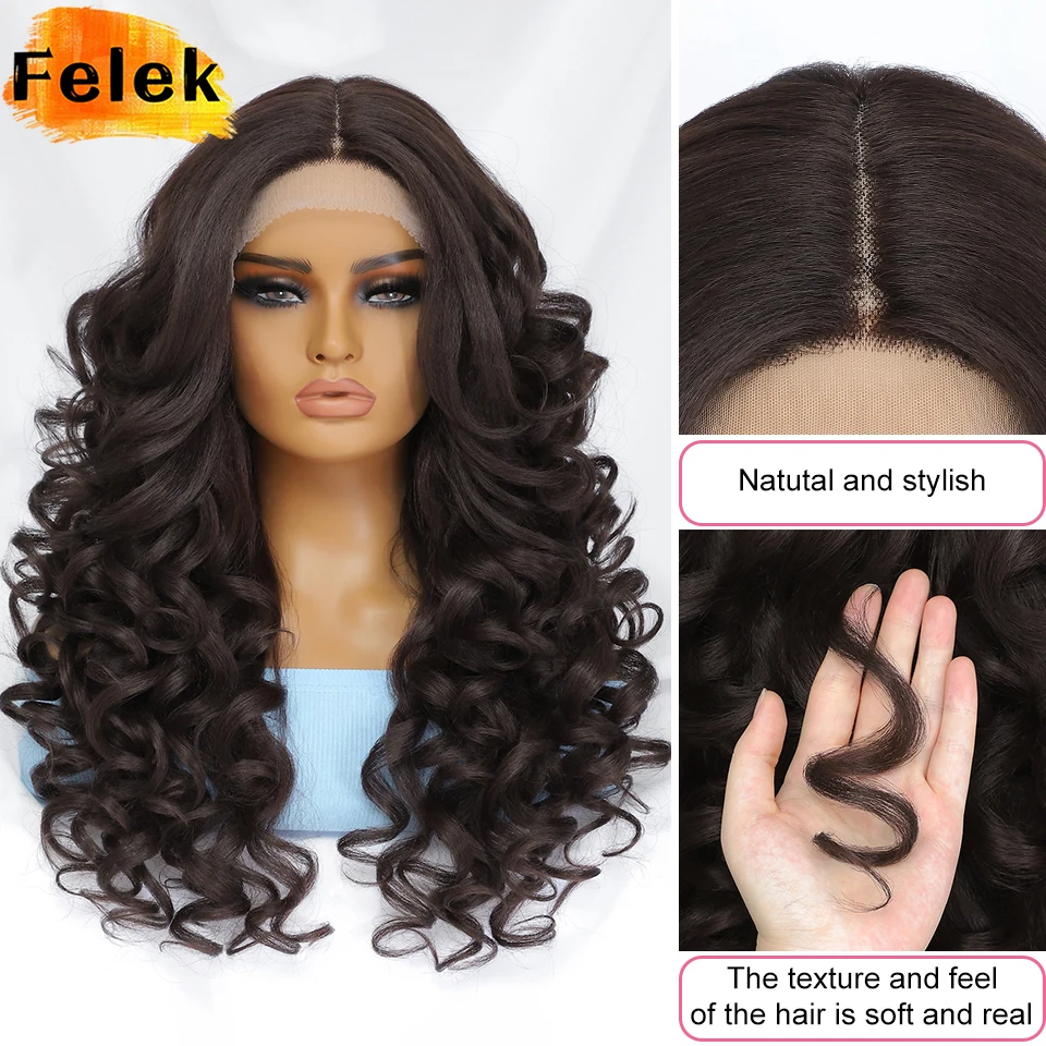 Lace Front Wig 24 Inch Curly Synthetic Blonde Orange Female 13X4X1 For Black Women Cosplay Hair Daily Use