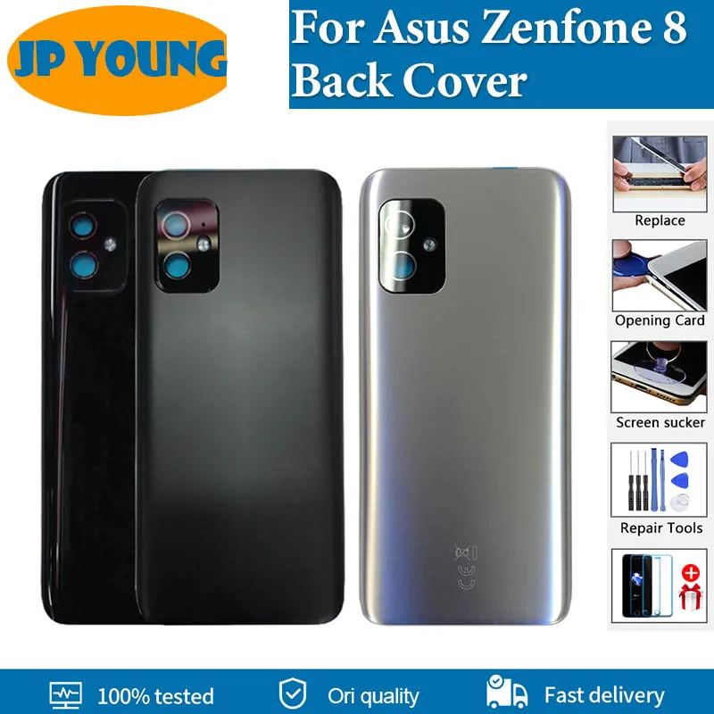 Оригинальная новая задняя крышка 5,9 дюйма для Asus Zenfone 8, Крышка батарейного отсека, задняя крышка корпуса с объективом камеры для ZS590KS, задняя крышка