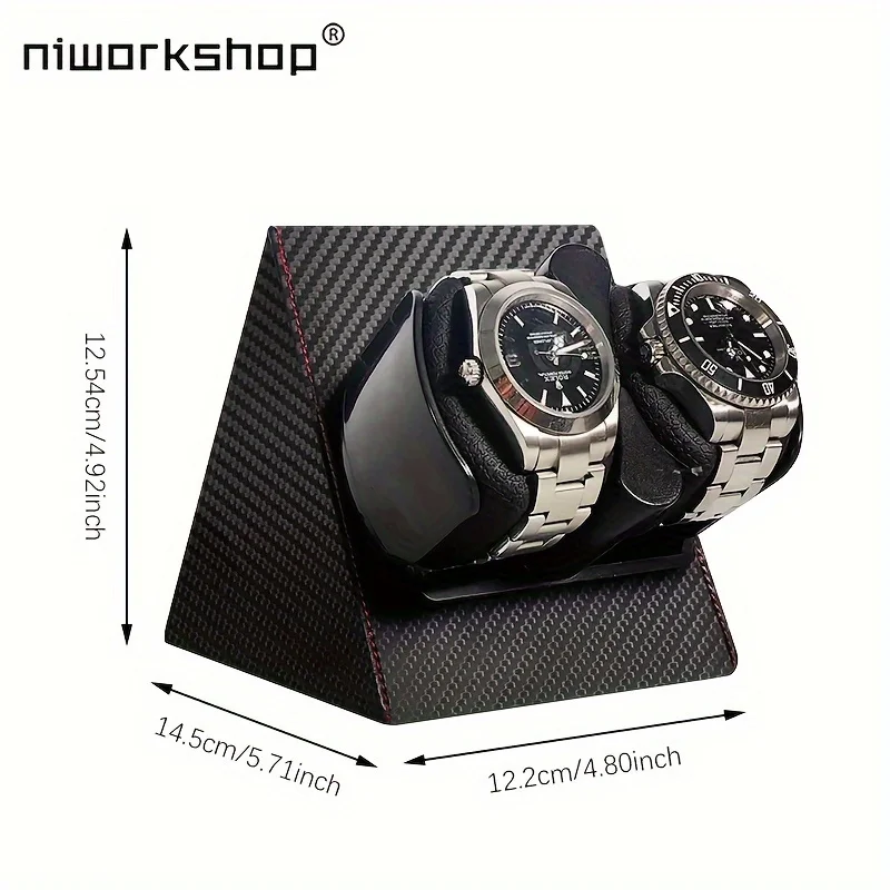 Niworkshop Automatic Watch Winder Luxury PU leather 2 Slots Watch Storage Case With Quiet Motor Memory Cotton box 1pc watch winder,watch display case