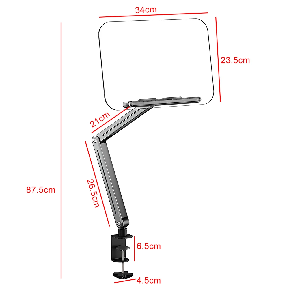 아크릴 책꽂이, 탄성 페이지 클립 포함, 책상 클램프형, 360도 회전 가능 °   회전식 접이식 데스크탑 라이저 스탠드 (홈 오피스용)