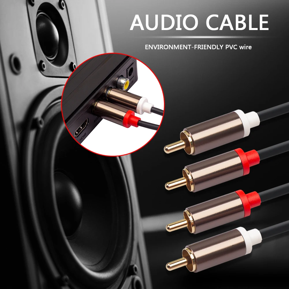 Audio Cord Audio Cable Male to Male 1m 2m 3m 2 RCA to 2 RCA Cable Cord Microphone Mixer for Home Theater DVD TV
