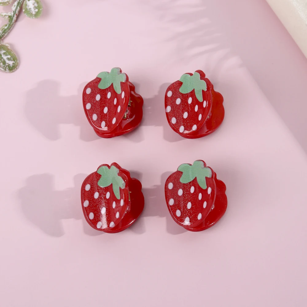 4 pezzi fermagli per capelli in acetato frutta carino mini fragola scintillante ragazze donne treccia laterale forcine accessori per capelli alla moda regali