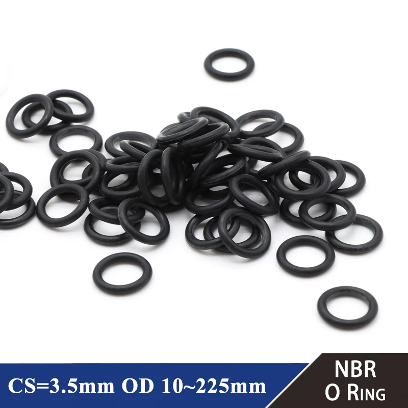 

10Pcs NBR O Ring Gasket Thickness CS 3.5mm OD 12~225mm Nitrile Rubber Round O Type Corrosion Oil Resist Sealing Washer Black