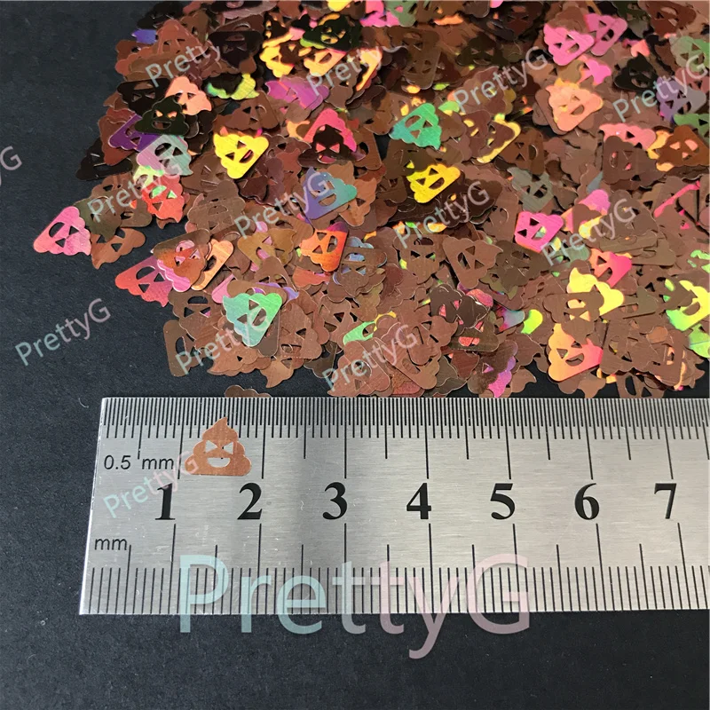 PrettyG 1 Box Excrement Feces Shit Shape Laser Glitter Sequins for Resin DIY Making Art Craft Nail Decoration Accessories LB406