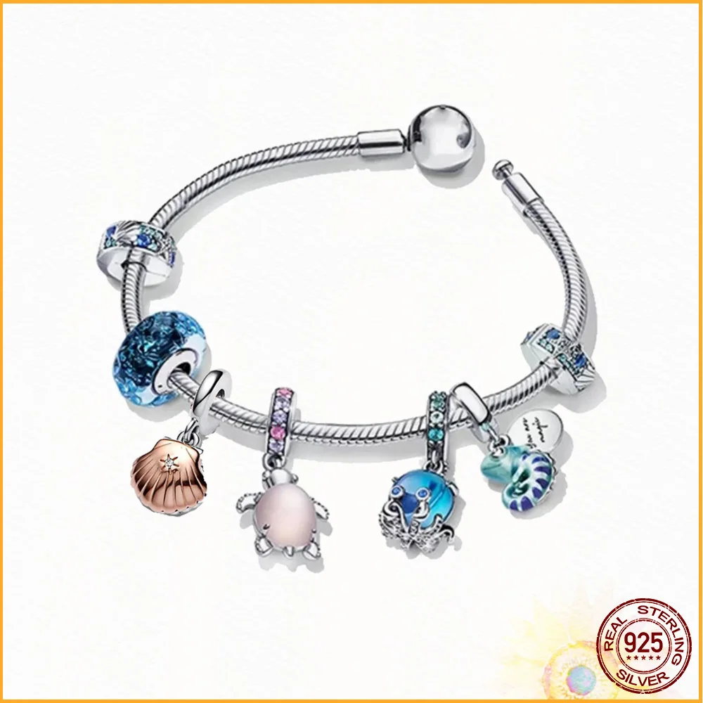 Ocean Series Charm Chameleon Shell Original 925 Pure Fit Bracciale Gioielli Regalo Fai Da Te