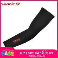 Santic 1Pairs Cycling Arm Warmer Winter Windproof Arm Protectors Outdoor Running Basketball Fitness Sports Arm Protective Gear 1