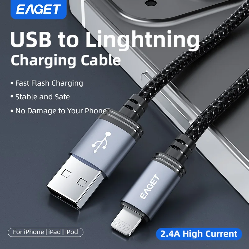 High-Speed USB to Lightning Charging Cable with Thick Copper Core and 480Mbps Data Transfer