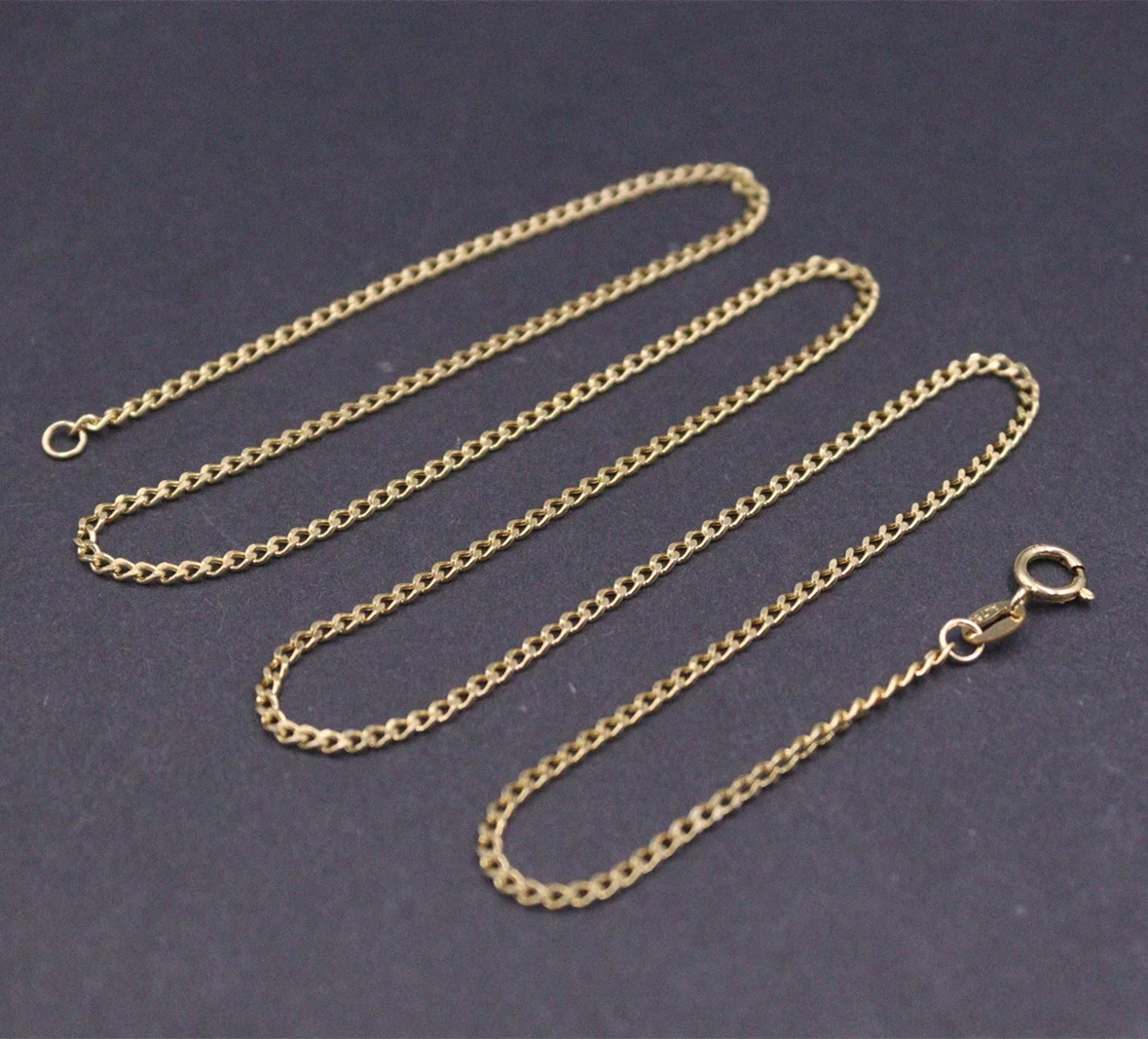 

Real Au750 Pure Solid 18K Yellow Gold Chain Men Women 1.8mm Curb Link Necklace 2g 17.9inch Stamp Au750