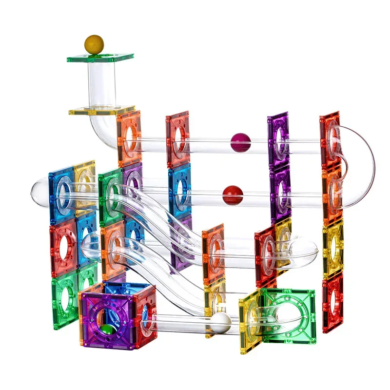 Color Window Magnetic Tiles Pipe Building Blocks Magnet Assembly Roller Track Educational Toys Intelligent Fun Wellbbplay