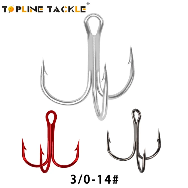 Topline Tackle 10pcs Fishing Hooks Black Nickel Triple Hook Size Anchor Hook  Barbed Treble Hook High