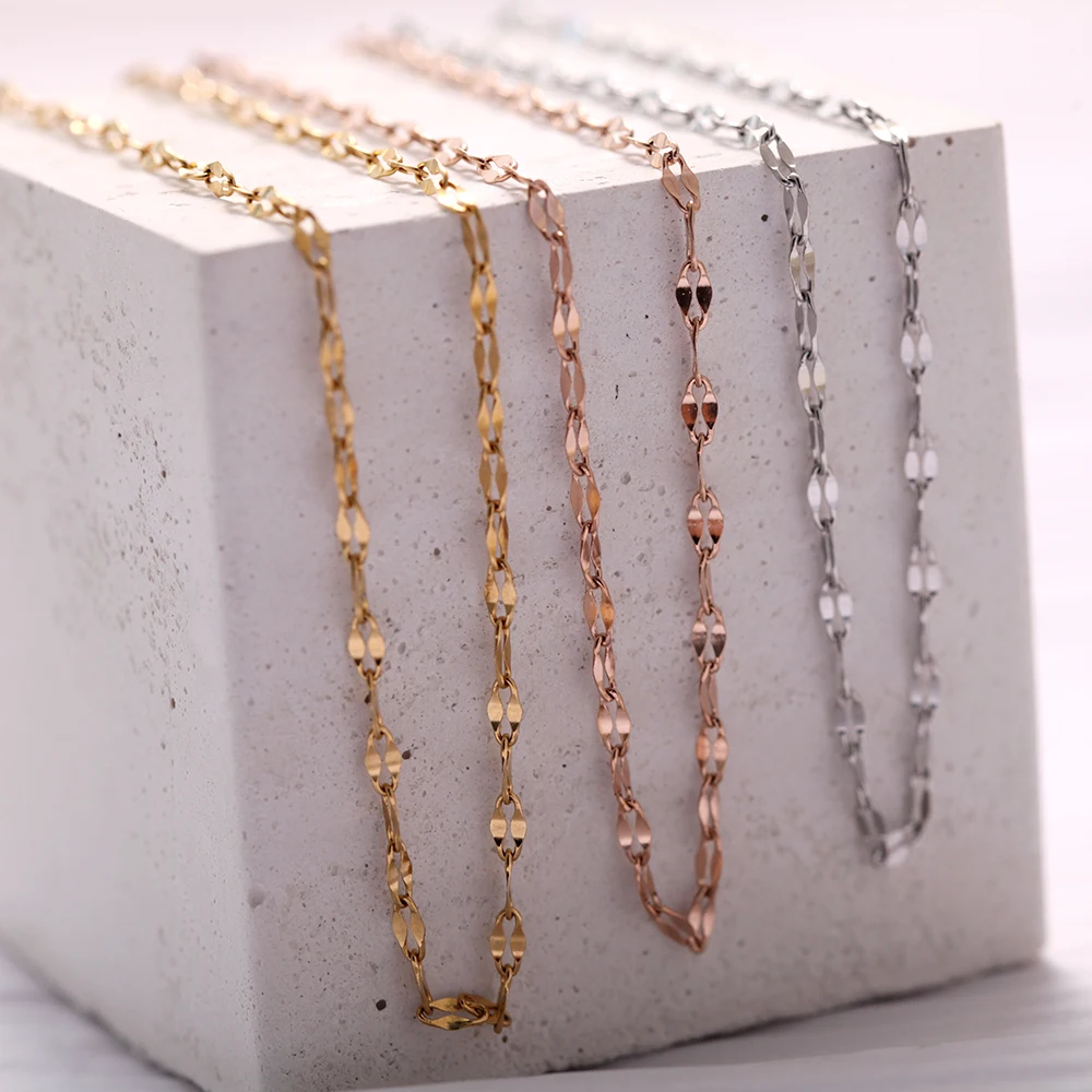 Classic Stainless Steel Gold Color Basic Chain for Women Necklace Flat  Snake Miami Curb Twist Rope Style for Layered Women Neck - AliExpress