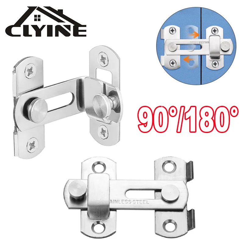 Door Lock 90 Degree Barn Bolt Cast Stainless Steel Hook Latch Window Cabinet Locks with Screws Right Angle Sliding Gate Lock