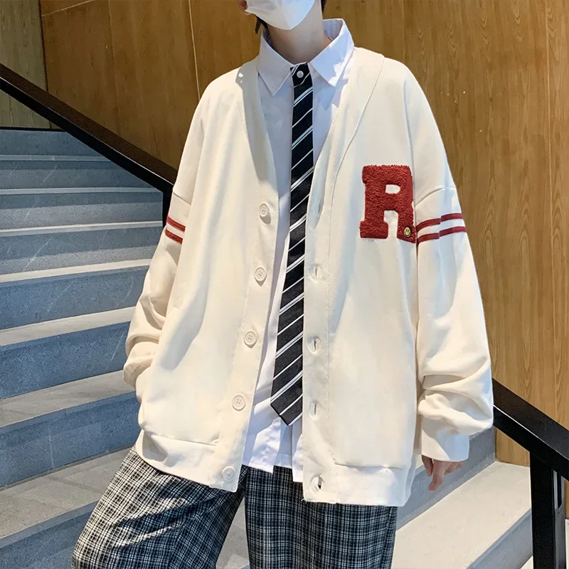 남성용 캐쥬얼 맨투맨 가디건, 트렌디한 한국 스타일, 루즈핏 홍콩 스타일, 독특한 하이 스트리트, 트렌디 브랜드 재킷, 가을