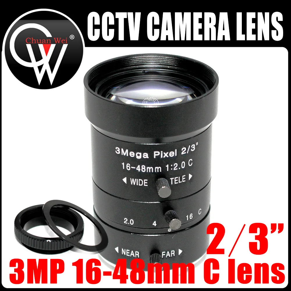 

3 Mega pixel 16-48mm LENS C/CS Mount 3Mega Pixel 2/3" F2.0 HD Industrial lens Vari-Focal Manual Iris CCTV Lens