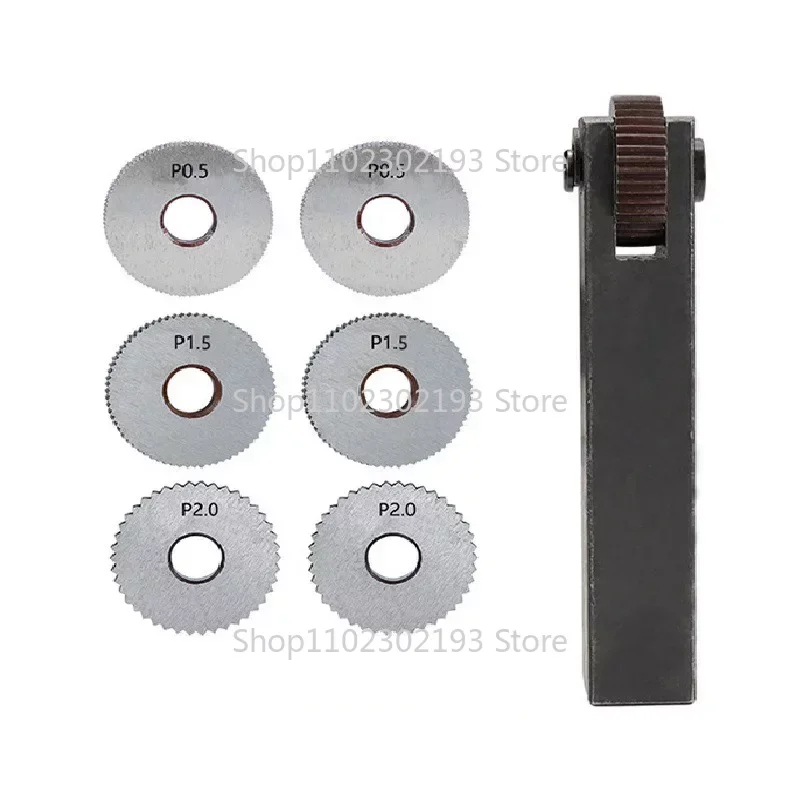 Single Wheel Straight Linear Knurling Tool Set 7pcs Pitch 0.5 1.5 2mm