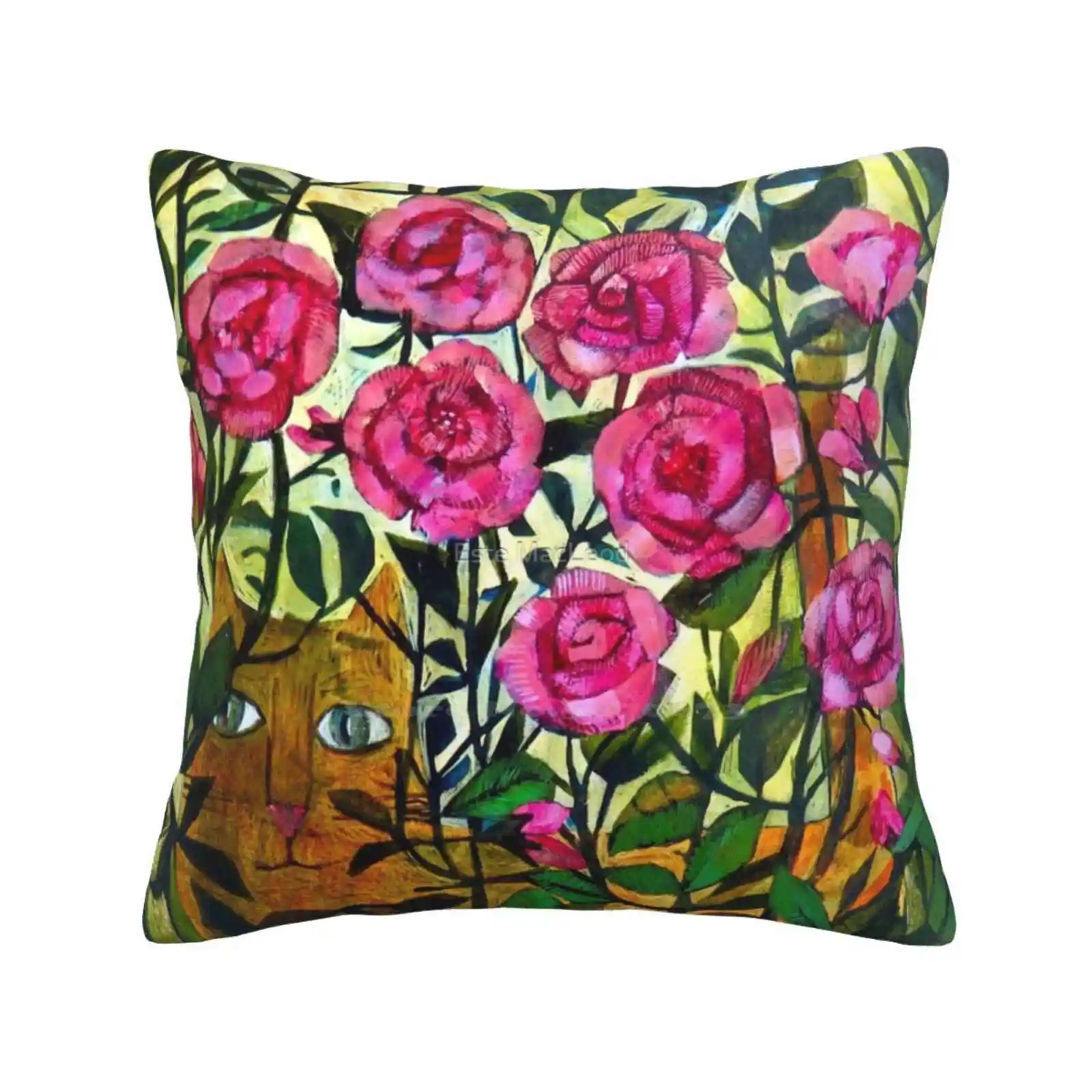 

In The Garden Pillow Cover Hug Pillowcase Estemacleod Cats Flowers Roses Garden