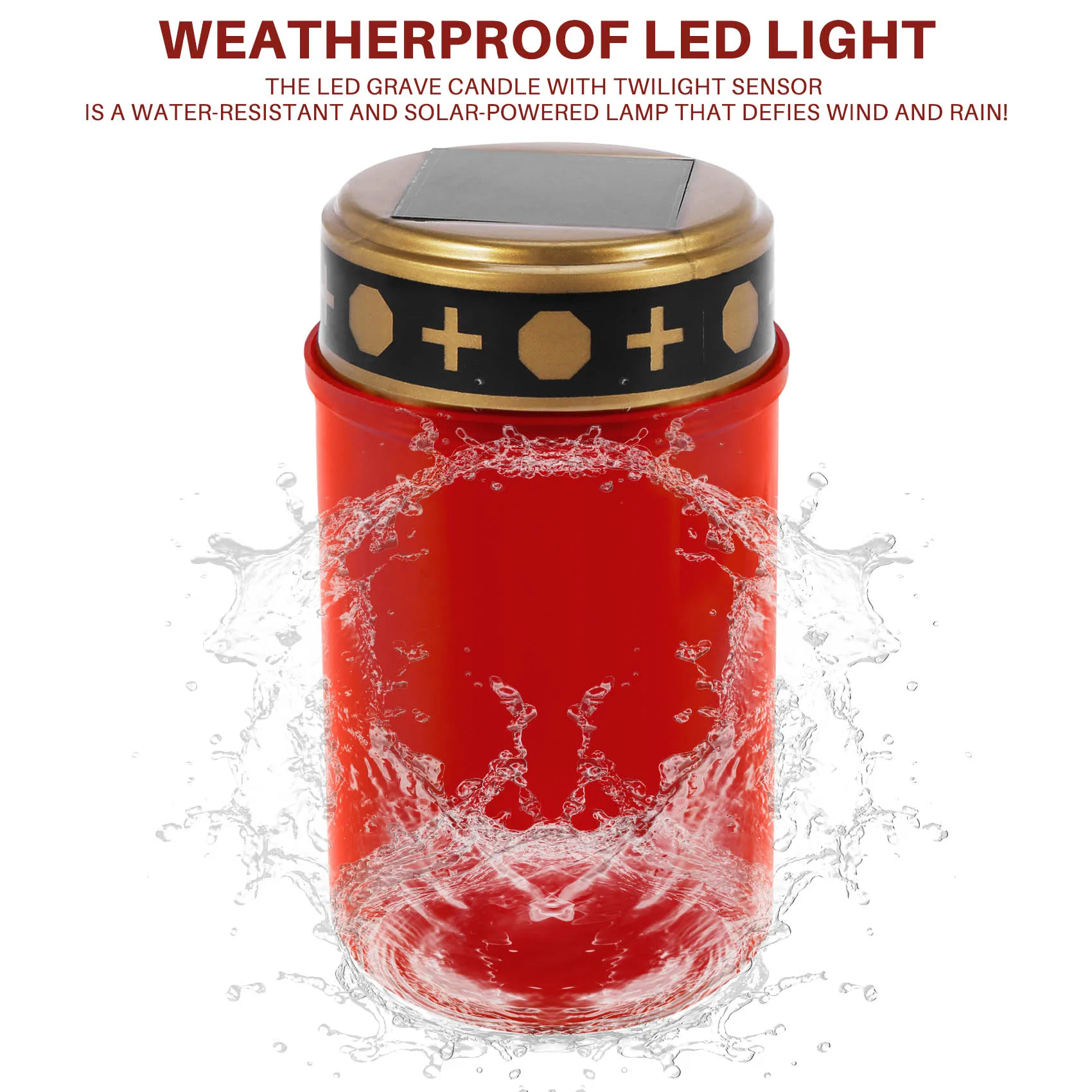 Grave Candle for Cemetery Grave Solar Lights with Lighting LED Light Various Wind