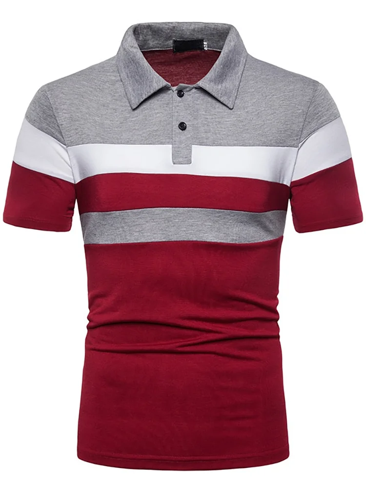 2023 Men's Short Sleeved T-shirt Color Matching Fashion Men's Lapel Short Sleeved Polo Shirt 7 S2a78da2313bc4af6bc0d4c463342f199f