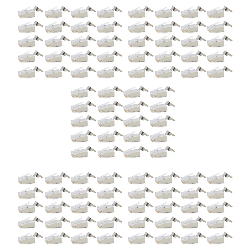 

100 шт., модульные штекеры Cat6/6A RJ45, экранированные (STP) Внешние фонари, EZ Обжим