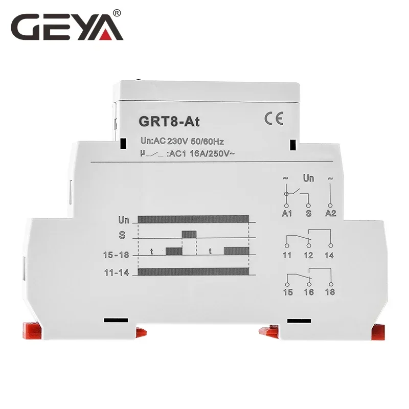 GEYA Delay on Delay off Timer Relay Electronic Type 16A AC230V OR AC/DC12-240V with CE CB ROHS GRT8-A/B/At/Bt 5
