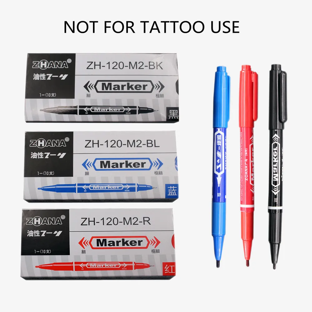 Marker Pens Skin Marker Scribe Tool Permanent Tattoo Supplies Good Waterproof Ink Black Red New
