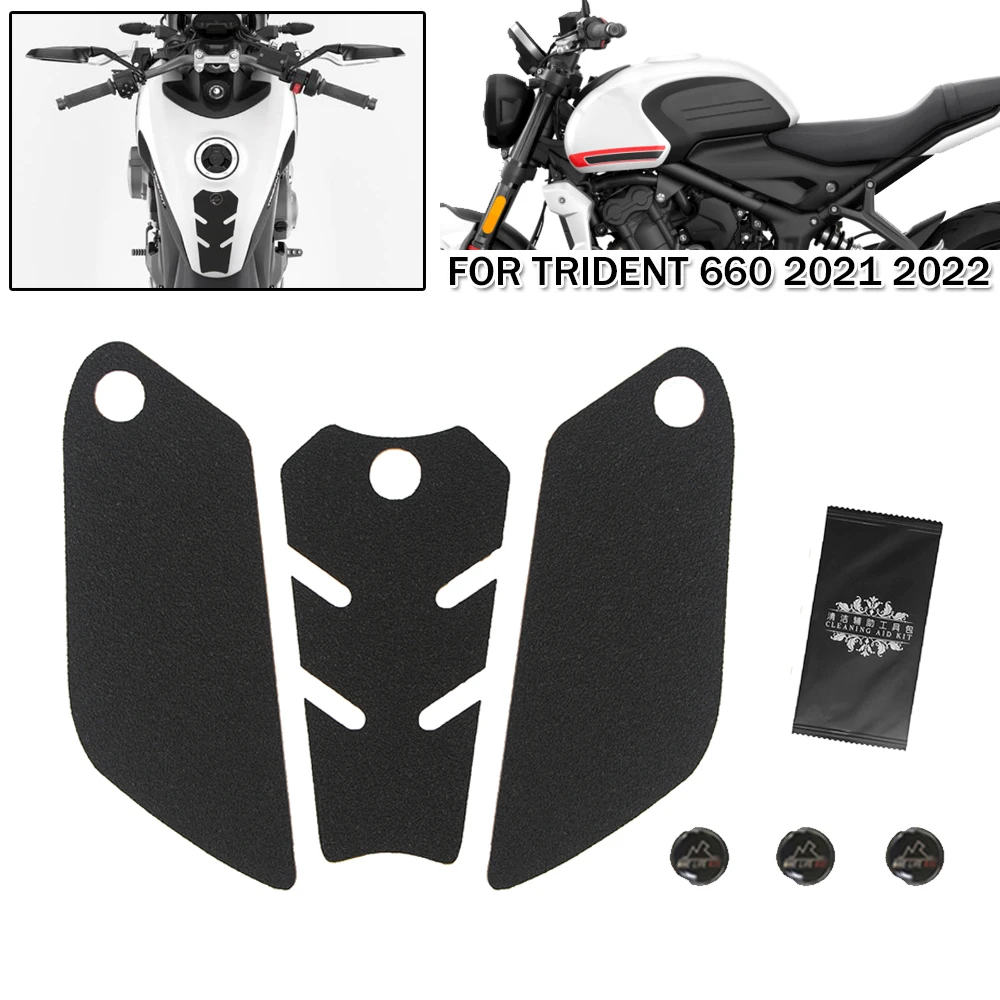 Motorcycle Knee Grip Traction Kit Anti Slip Tank Decals Protection For Trident 660 2021 2022 Trident660 PVC Fuel TankPad Sticker