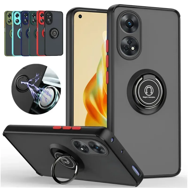 Durable Armor Matte Case with Ring Holder and Magnetic Stand - Shockproof Design