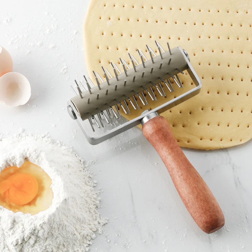 

Handle Roller Docker Stainless Pizza Dough Docker Pizza Cake Pie Baking Tool Hole Puncher Needle Roller Wheel Hole Punch Tool
