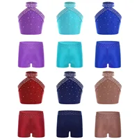 Girls Sparkly Rhinestones Lyrical Ballet Dance Dance Outfit Gymnastics Athletic Activewear Set Dancing Competition Performance - Image 6