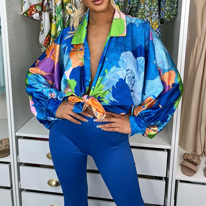 

2022 Summer Women Print Cardigan Long Sleeve Loose Casual Shirt
