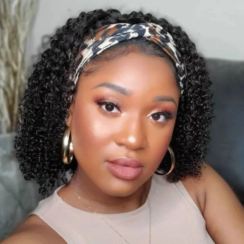 

Headband Wig Human Hair Curly Human Hair Wigs For Women Human Hair Short Bob Wig Kinky Curly Human Hair Wigs None Lace Gluelees
