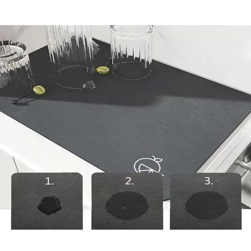Solid Color Minimalist Kitchen Countertop Drain Pad Heat-resistant and Super Absorbent Drainage Mat Suitable for Restaurants 4