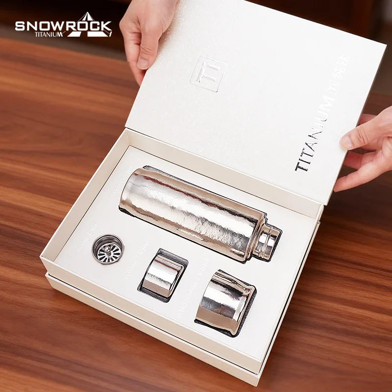 SNOWROCK Tiartisan 순수 티타늄 보온병 마그네틱 뚜껑 410ml 야외 캠핑 경량 휴대용 사이클링 물병