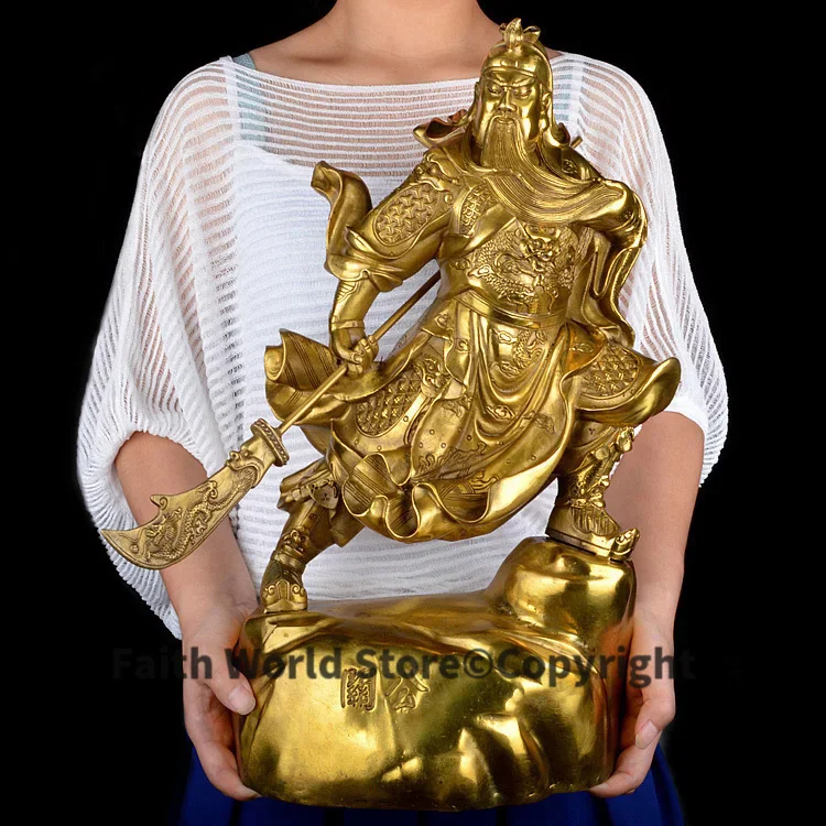 

45CM large-HOME SHOP hall lobby Shop efficacious Talisman Money Drawing god of wealth GOLD Guan gong Guandi brass art sculpture