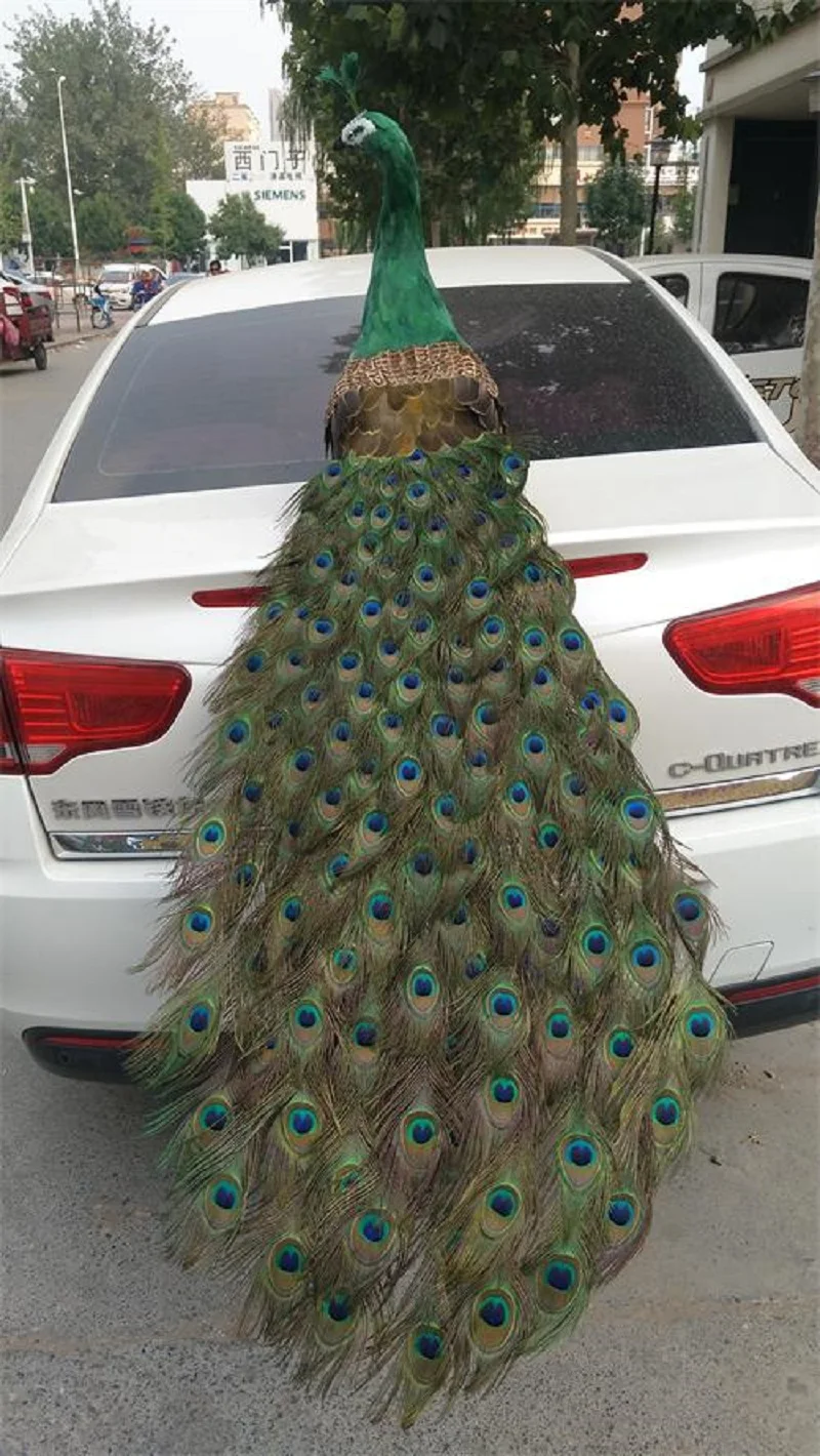 

big real life beautiful peacock model foam&feather green simulation peacock bird gift about 150cm xf2808