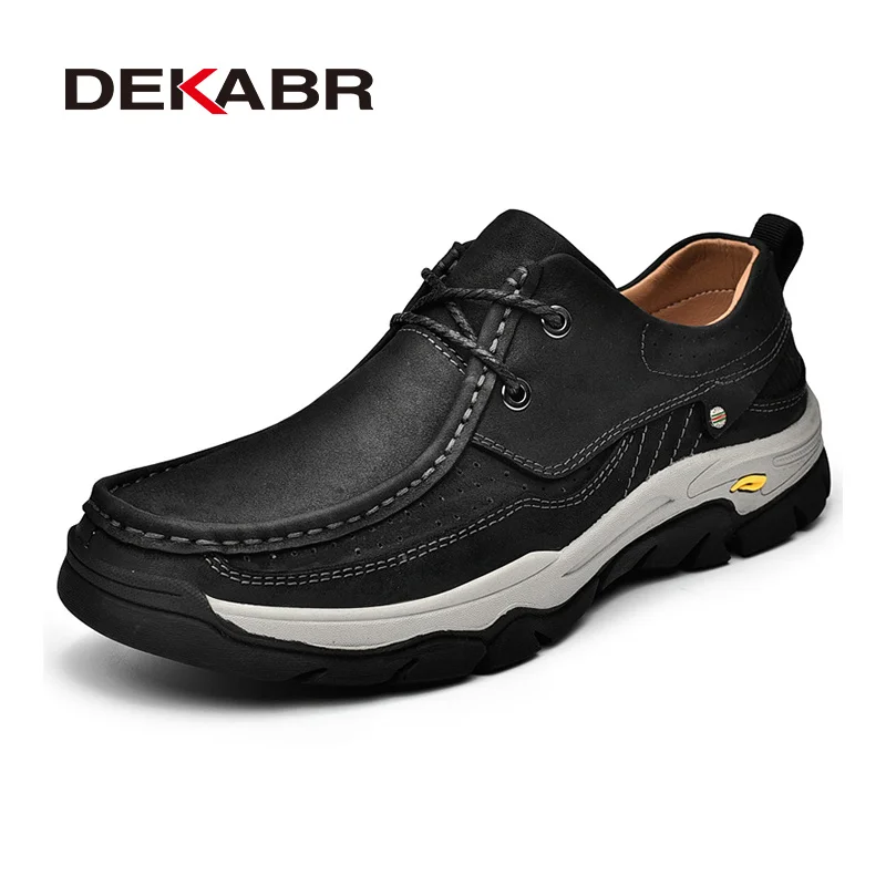 

Men Shoes Fashion Split Leather Flats Classic Shoes Comfortable Rubber Platform Outdoor Daily Men Casual Shoes