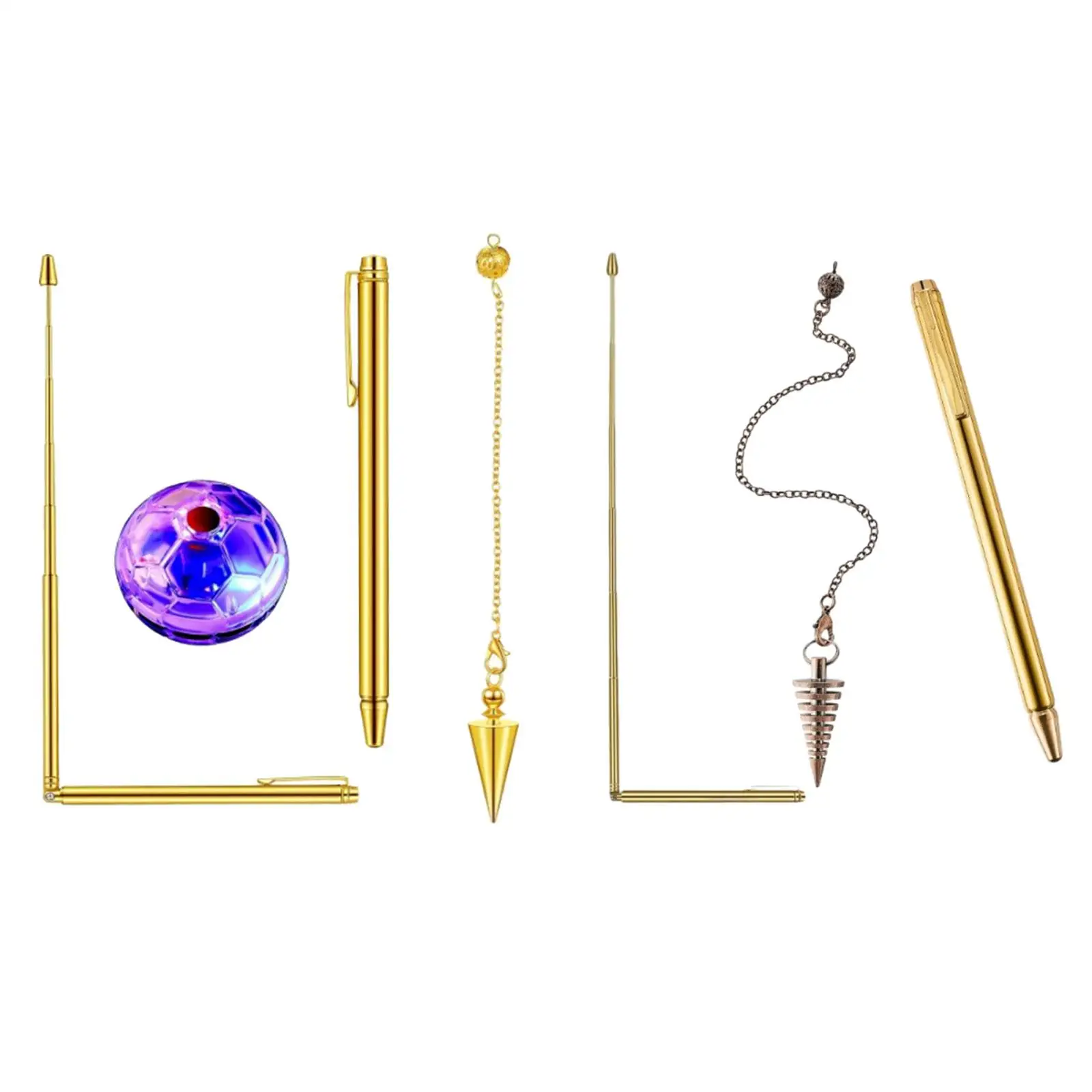 Dowsing Rods Copper Set Convenient Hiking Professional Divining Rods Kits Copper Handle Retractable Fortunetellers Novices