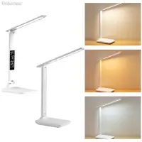 LED Desk Lamp 3 Color Dimmable Office Table Lamp with Clock Date Temperature Reading Light Touch Dorm Lamp for College Dorm Room 1