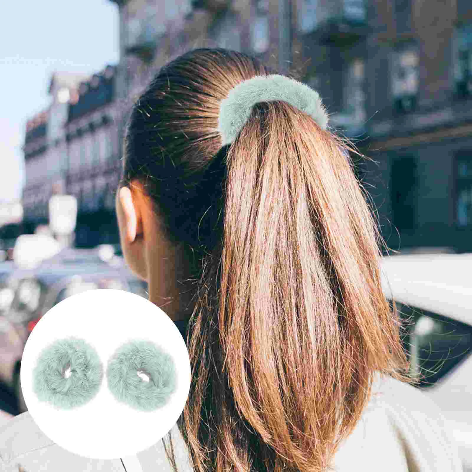 

Furry Scrunchies Ponytail Holder Faux Hair Band Rope Hair Holder Wristband Hair Ring Hair Tie Elastic Hair Holder