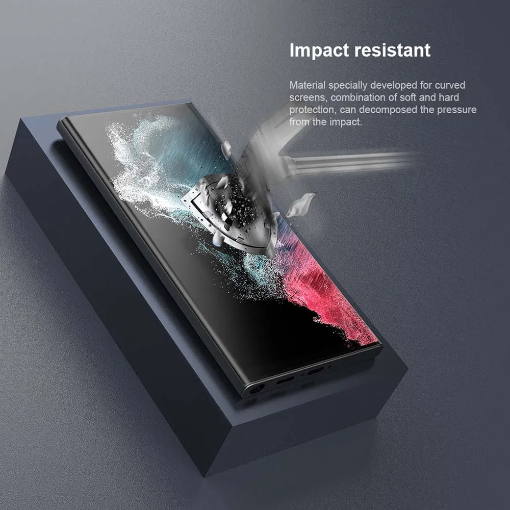 Nillkin 2 Pcs Impact Resistant Curved for Samsung Galaxy S23 Ultra / S23+ S23 Plus, Full Glued Curved Protective Film