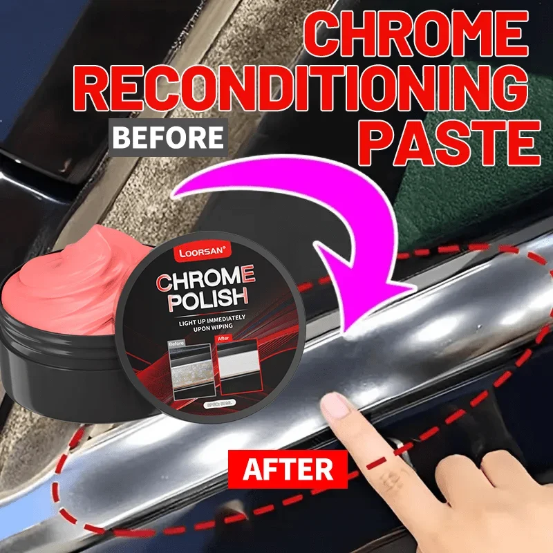 A Restoration Paste for Chrome Parts of Vehicles, Designed for Renewing Oxidized Chrome Trim And Emblems, Comes with a Sponge 4